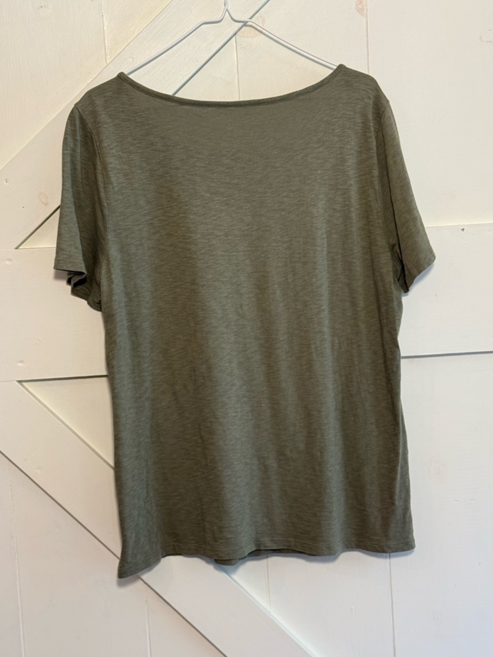 Talbots Large Olive Green Floral Eyelet Embroidered Short Sleeve Cotton Top - Picture 8 of 11